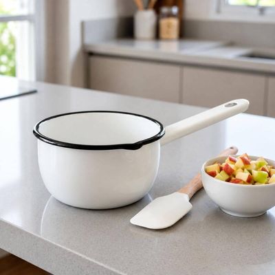 Kit 2 Papeiros Esmaltados N12 com Cabo Panelinha Branca Ágata Cozinha Metallouça