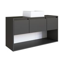 Gabinete de Banheiro Suspenso 110cm com 2 Gavetas Porta e Ni
