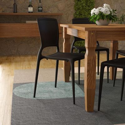 Conjunto Mesa Madeira Maciça Marin Brasil 4 Cadeiras Sofia Fechada Preta Tramontina