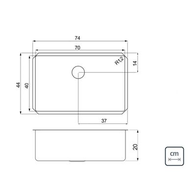 Cuba de Embutir Tramontina Quadrum 70 U Aço Inox Acetinado 70x40cm Outlet