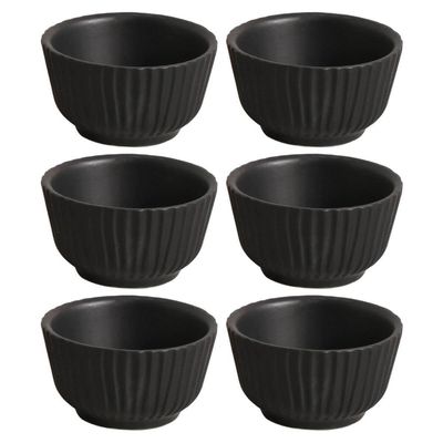 Kit 6 Ramequins 170ml Cerâmica Preto Matte 9x5cm Porto Brasil Molheira Shoyu Restaurante Japonês