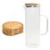 Conjunto Jarra de Vidro com Alça 1L e 6 Porta Copos Redondos com Suporte Bambu Natural Oikos