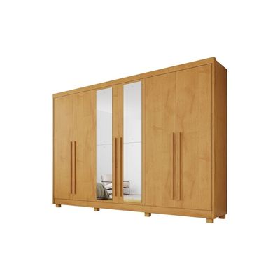 Guarda-Roupa Casal Coliseu 6 Portas de Bater Espelho 4 Gavetas Mademarques Peroba
