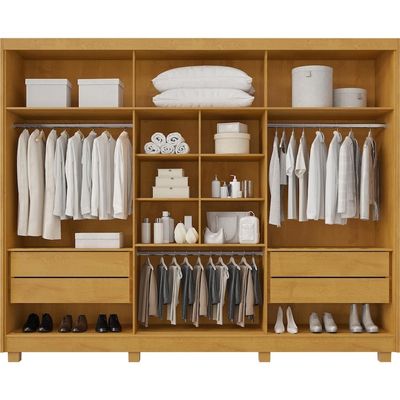 Guarda-Roupa Casal Coliseu 6 Portas de Bater Espelho 4 Gavetas Mademarques Peroba