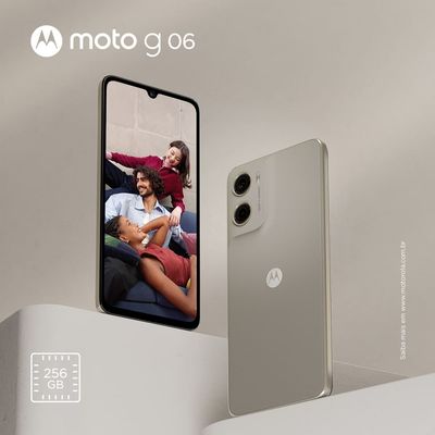 Smartphone Moto g06 4G Tela 6,9 Polegadas 256GB Câmera 50MP Motorola Bege / Bivolt
