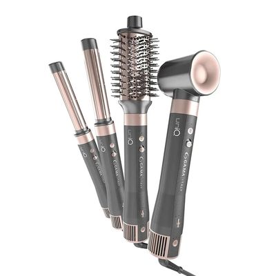 Modelador Uniq Aura 4 em 1 1500W Efeito Coanda Escova Oval Secador e Cachos GA.MA Italy Cinza e Rosa / 220V