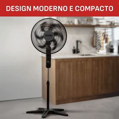 Ventilador de Coluna Arno Essential 40cm 6 Pás 140W Alta Vazão de Ar Ajuste de Altura Preto / 220V