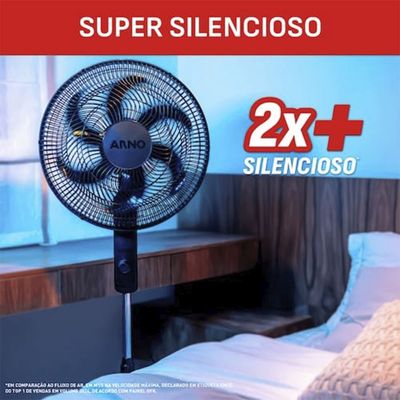 Ventilador de Coluna Arno Essential 40cm 6 Pás 140W Alta Vazão de Ar Ajuste de Altura Preto / 220V