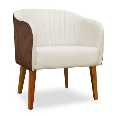 Kit 02 Poltronas Cadeira Luiza Corino Nozes E Linho Cru Sala De Jantar Recepção Escritório Do Lar Móveis E Decoração