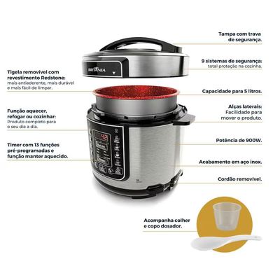 Panela de Pressão Elétrica BPP05P Britânia Preto / 110V