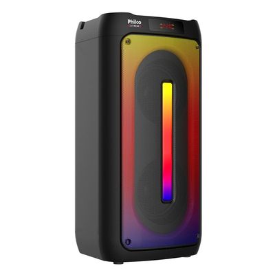 Caixa de Som Amplificada Philco PCX4500 com Bluetooth, Rádio FM, Alça, Iluminação LED e Controle Remoto - 300W Preto / Bivolt