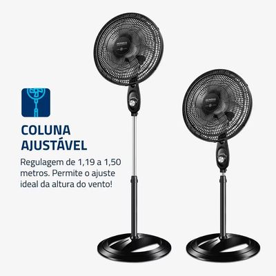 Ventilador de Coluna 40cm Super Power VSP40C 6 Pás 3 Velocidades Mondial Prata com Preto / 220V