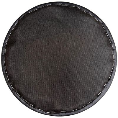Kit 02 Assentos Redondo Banqueta Cadeira Estofados Poltronas H02 Corino Preto 25 cm - Lyam Decor