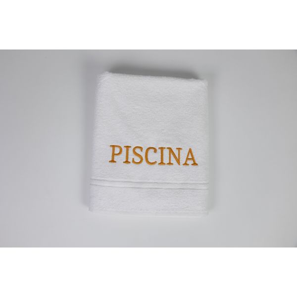 Toalha De Banho Soft Plus - Bordada P/ Piscina Personalizada - variaçoes Dach Dourado