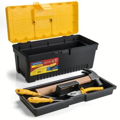 Caixa Plástica Organizadora de Ferramentas 17" Maleta Master Tramontina 43x19cm Bandeja Removível
