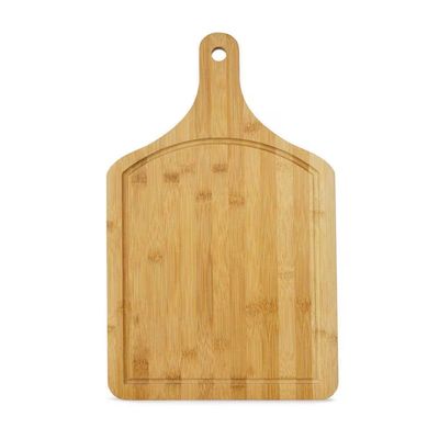 Tábua de Churrasco Euro Home Retangular 38x20cm Sulcos Cabo Bambu Natural Natural