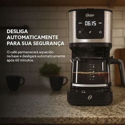 Cafeteira Digital OCAF550 1,5 Litros Inox Programável com Timer Oster Preto / 110V