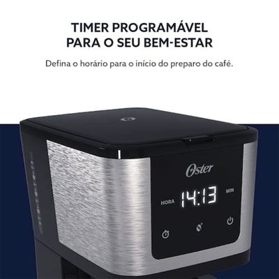 Cafeteira Digital OCAF550 1,5 Litros Inox Programável com Timer Oster Preto / 110V