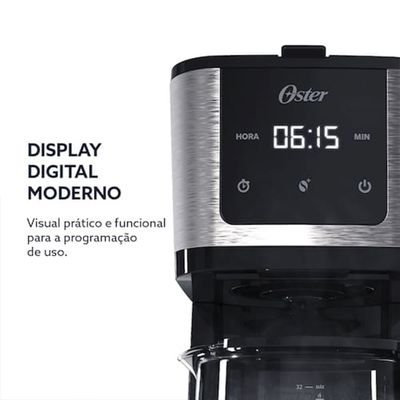 Cafeteira Digital OCAF550 1,5 Litros Inox Programável com Timer Oster Preto / 110V