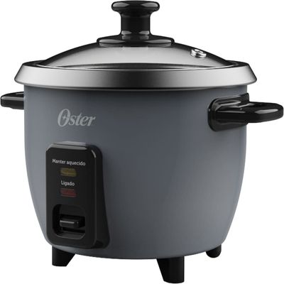 Panela Elétrica de Arroz Oster 0,6L Antiaderente Função Aquecer Tampa de Vidro Grafite / 110V
