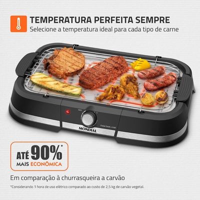 Churrasqueira Elétrica Mondial Grand Steak e Grill CH-08-BI Preto / 110V