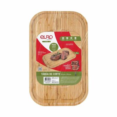 Tábua de Corte Retangular Sulcos Bambu Natural Euro Home Natural