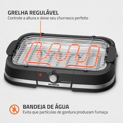 Churrasqueira Elétrica Mondial Grand Steak e Grill CH-08-BI Preto / 220V