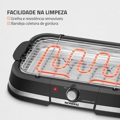 Churrasqueira Elétrica Mondial Grand Steak e Grill CH-08-BI Preto / 220V