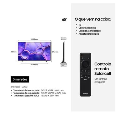 Smart TV 65 Samsung Crystal UHD 4K U8600F Xbox Cloud Gaming Preto Bivolt