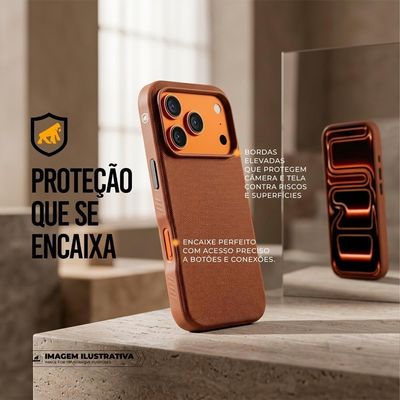 Capa para Smartphone Gshield Woov para Iphone 17 Pro com Tecido de Microssarja Marrom 1 Unidade