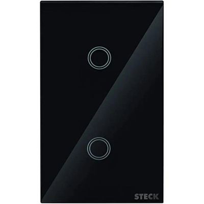 Interruptor Touch Wi-fi Smarteck 4x2 2 Módulos com Comando de Voz Preto Steck SMCI2PS1