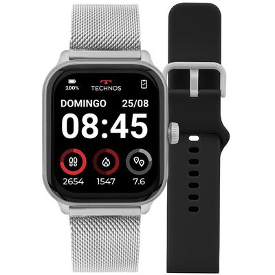 Smartwatch Technos Connect Max Pro 1,85 AMOLED Saúde e Bateria 10 Dias Prata