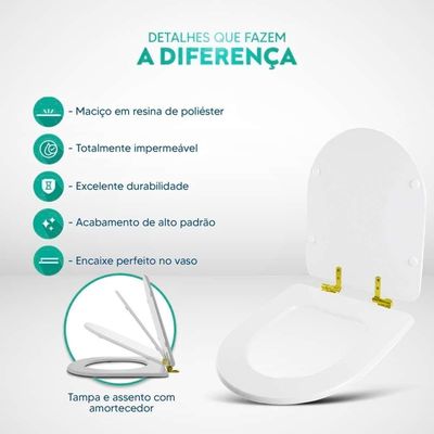 Assento Sanitário Smart Onix Alongado Resina Plástica Fechamento Suave Preto Fosco Pontto Lavabo