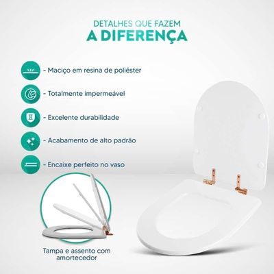 Assento Sanitário Smart Onix Alongado Polipropileno Fechamento Suave Preto Fosco Pontto Lavabo 40CM
