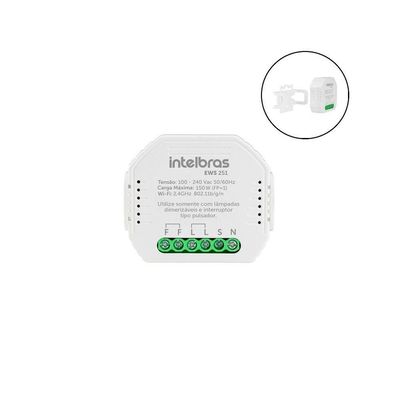 Interruptor Controlador Dimmer EWS 251 com Controle de Intensidade e Wi-Fi Smart Branco Intelbras