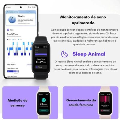 Pulseira Inteligente Xiaomi Smart Band 9 Active Tela 1.47 18 Dias Preto