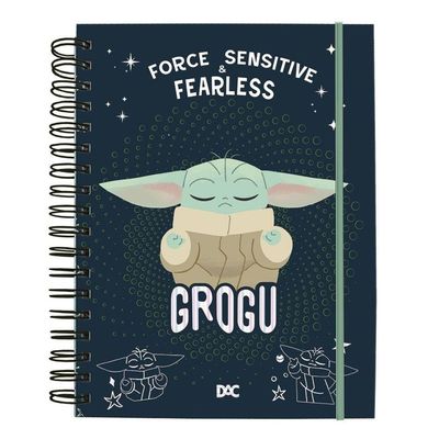Caderno DAC Smart Mini Star Wars Baby Yoda Papel Offset 90g-m2 80 Folhas Tamanho A6 Preto e Verde