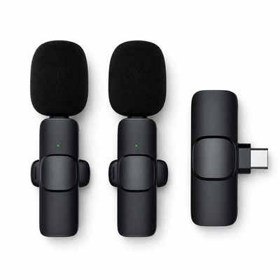 Microfone de Lapela Recarregavel Duplo Type C sem Fio para Gravacao em Smartphone MDM
