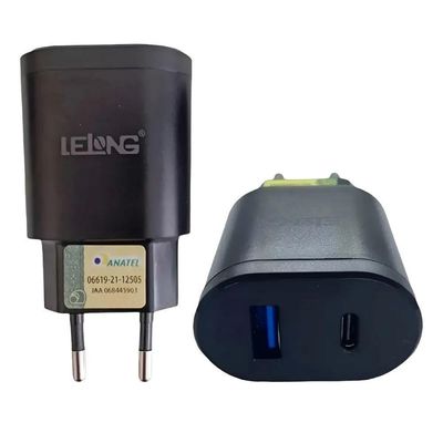 Kit Cabo e Adaptador MDM para Smartphones Carregamento Rápido 20W Preto com Type C e Lightning