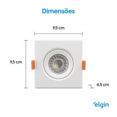 Luminária Smart LED Quadrada Rgb Wi-Fi Elgin Ecospot Compatível com Alexa e Google Home 5W Bivolt