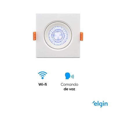 Luminária Smart LED Quadrada Rgb Wi-Fi Elgin Ecospot Compatível com Alexa e Google Home 5W Bivolt