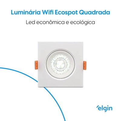 Luminária Smart LED Quadrada Rgb Wi-Fi Elgin Ecospot Compatível com Alexa e Google Home 5W Bivolt