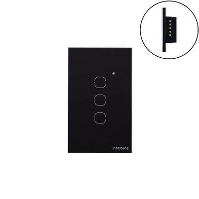 Interruptor Smart Wi-Fi Touch 3 Teclas EWS 1003 4850018 Preto Intelbras