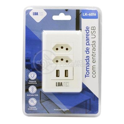 Tomada de Parede com Usb Modelo Luxo 10a Bivolt Branco Smart Bracelet