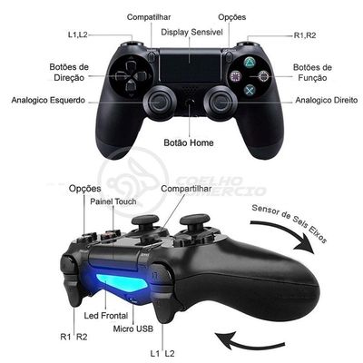 Controle para Videogame Smart Tech ALTO-4W Compatível com Playstation 4 Bluetooth sem Fio Preto
