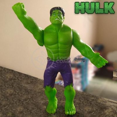 Kit Boneco Colecionável Hulk 15cm Caneca Vingador 350ML Nº12 com Action Figure Verde Smart Bracelet