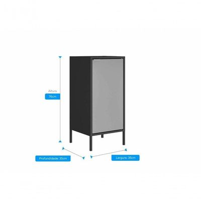 Balcão Alto Multiúso Itatiaia Smart - 1 Porta - Preto C- Cinza Matte
