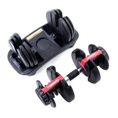 Halter Dumbbel Smart Ajustável Musculação 24kg Preto Com Vermelho