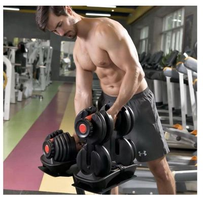 Halter Dumbbel Smart Ajustável Musculação 24kg Preto Com Vermelho