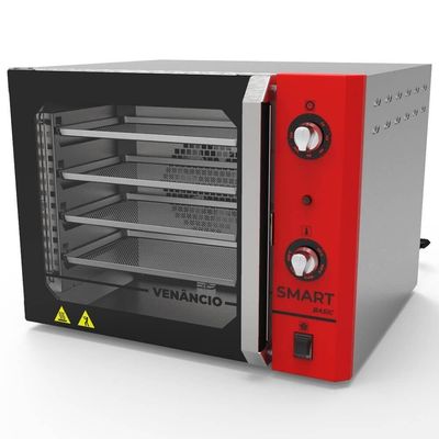 Forno Industrial Convector Venâncio Elétrico Smart Basic Vermelho 4 Esteira Corpo Inox 220V Fcsb4e